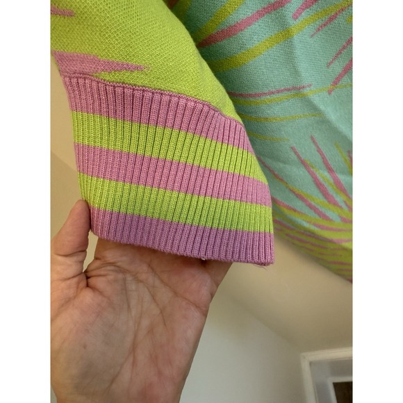 Emily McCarthy Palm Springs Sweater XL NWT Palm Print Resort Coastal Boho - Picture 7 of 8